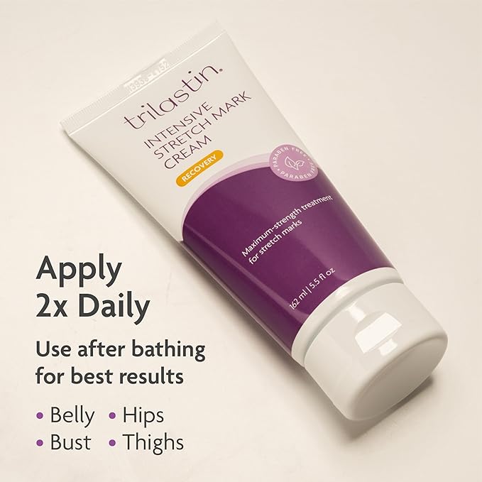 TriLASTIN-SR Intensive Stretch Mark Cream (5.5 oz.) for Pregnancy, Scar Cream and Moisturizing Lotion, Cocoa Butter, Scar Treatment, Hypoallergenic and Paraben-Free