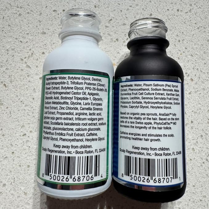 Peptide & Stem Cell Hair Growth Serum, AM & PM Bundle – Formula with Apple Stem Cells for Thicker, Stronger Hair – Stem Cell Scalp Serum for Hair Growth and Nourishment for Men & Women