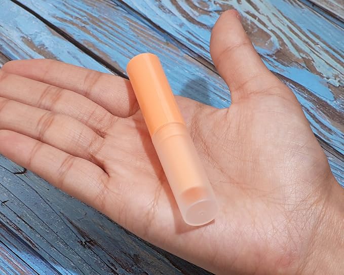0.14oz Empty Flavored Lip Balm Container Tubes Plastic Homemade Moisturizing Lip Stick with Caps Bulk Fit for Women Adult DIY Making Supplies, 25 Count (Orange)