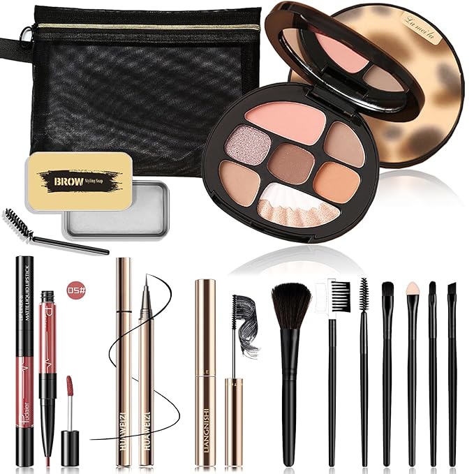 All in One Makeup Kit for Women Full Kit, Basic Cosmetics Kit for Beginner & Professionals, Eye Makeup Set Tween Girl, Make Up Kits for Teenagers, Makeup Gift Set for Girls, Women & Teens(Amber Pink)