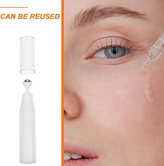balacoo Creami Buttercream Essential Oil Eye Creams Refillable Cream Bottle Empty Roller Ball Applicator Eye Cream Applicator White Portable Acrylic Dispensing Bottle Travel