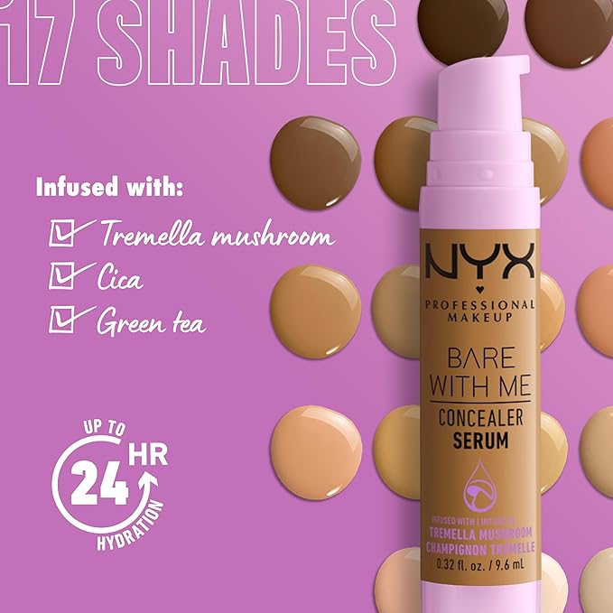 NYX PROFESSIONAL MAKEUP Bare With Me Concealer Serum, Up To 24Hr Hydration - Beige