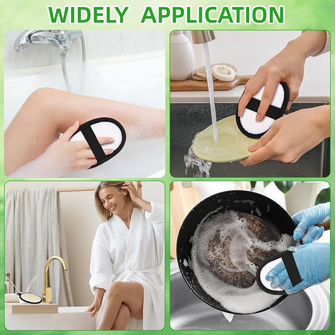 Boao 24 Pcs Loofah Pack Loofah Pads Bulk for Facial Exfoliating Body Bath Shower Mini Sponge Pads Natural Scrubber Brush for Men Women Spa and Travel(Black)