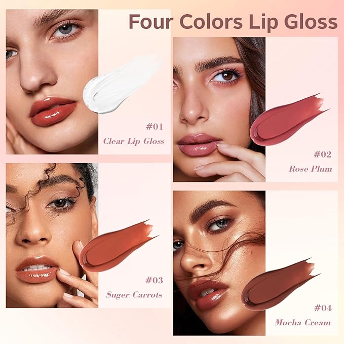 3 Pcs Cosmetic Sets 12 colors 4-Function cosmetic stick +Nonstick Raincoat Lip Gloss(3 colors+Clear Lip Gloss)+Liquid Eyeshadow in Four Colors Sets Waterproof