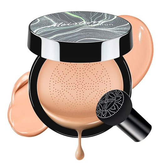 Air Cushion CC Cream Foundation - Mushroom Head BB Creams, Long Lasting Concealing Brightening, Moisturizer Face Cream,Facial Skin Care Makeup For All Skin Types (Nude)