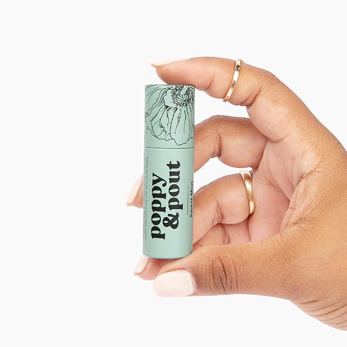 Poppy & Pout Sweet Mint Jumbo Lip Balm | All Natural Lip Balms & Moisturizers | Hydrates with Beeswax, Vitamin E, Organic Coconut Oil | Cruelty-Free | Lip Balm in Recyclable Cardboard Tube