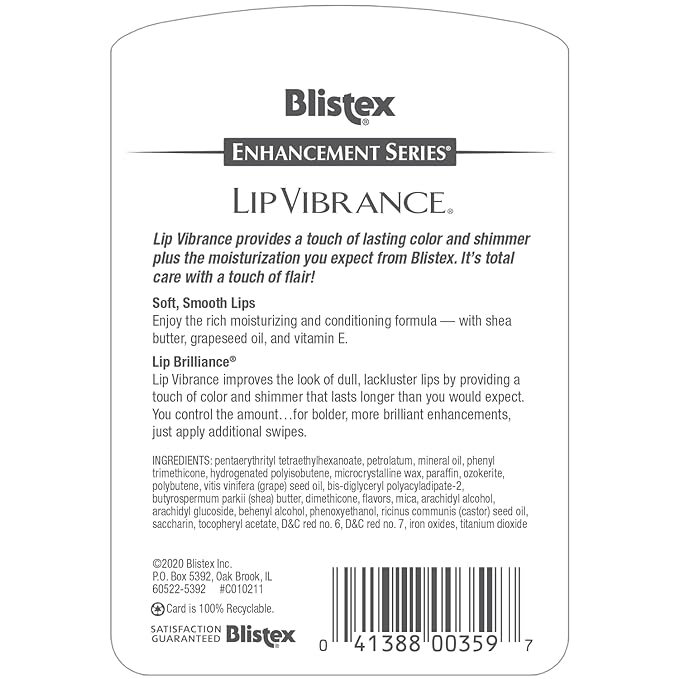 2 Pk Blistex Lip Vibrance Lip Protectant, ( Build-in Mirror)