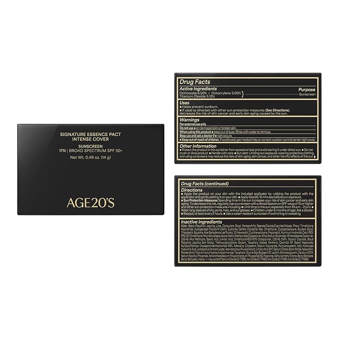 AGE20'S Signature Essence Pact SPF 50+ | Pack of 1 | 17N IVORY | Cream Foundation, Dewy Finish, Natural Coverage | Korean Cushion Foundation