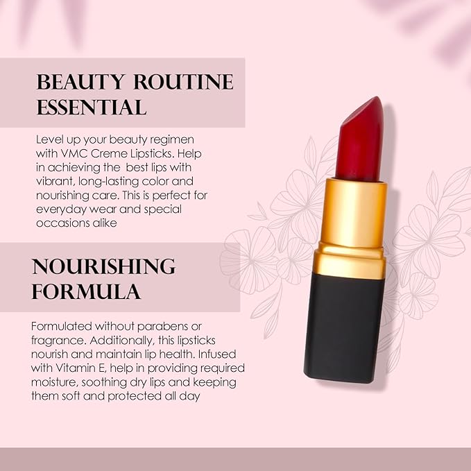 Vera Moore Creme Lipstick, Long Lasting, Lightweight, Moisturizing Opaque Color with Staying Power, Fragrance, and Paraben Free Cosmetics Soft Lipstick (Cranberry)