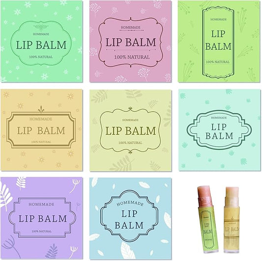 CRASPIRE Lip Balm Labels 80pcs Homemade Lip Balm Labels 2” Clear Lip Balm Labels for Tubes Printable Waterproof Lip Balm Stickers Labels for Lip Balm Handcream Candle Container(British Style-Color)