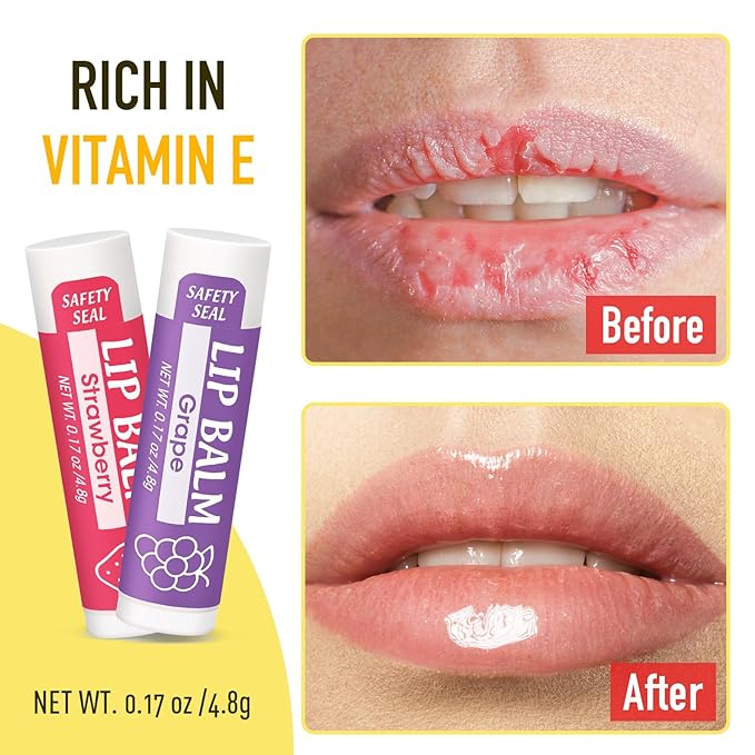 128 Pack Lip Balm, Natural Lip Balm Bulk with Vitamin E and Coconut Oil, Moisturizing Lip Balm for Dry Cracked Lips, Lip Balm for Stocking Stuffers - 8 Flavors