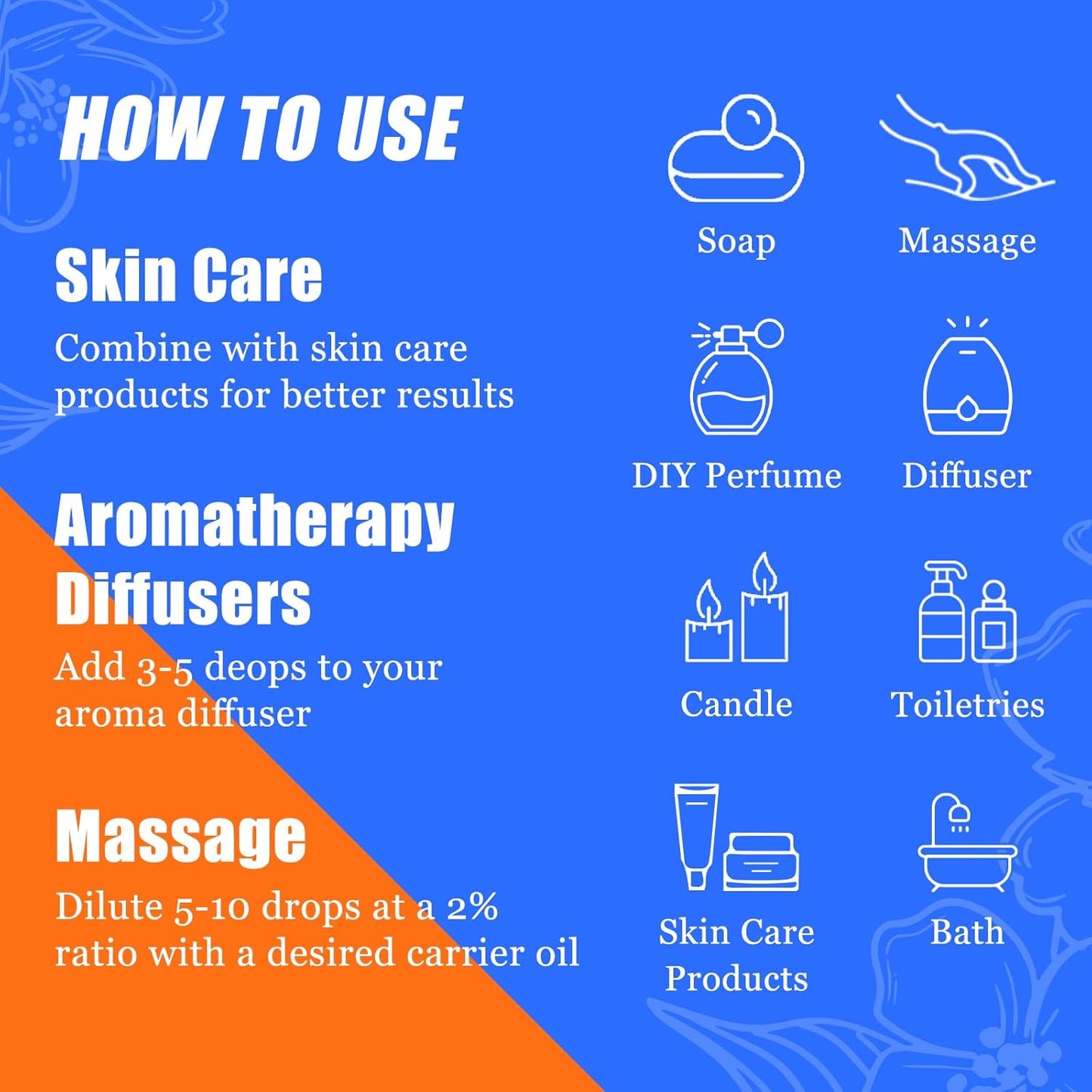 HIQILI Essential Oils for Diffusers for Home,Top 6 Gift Essential Oil Set,Include Lavender, Orange, Peppermint, Tea Tree, Eucalyptus, Lemongrass,Beginner Kit(10ML*6)