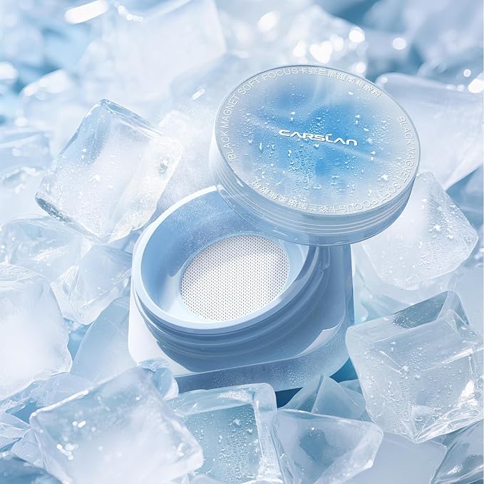 CARSLAN 2.0 Black Magnet Soft Focus Make Up Powder, Waterproof Loose Setting Powder, 24H Longlasting, Oil Control, Talc-Free Face Powder, Cool Version, 05 Light Purple For Dry&Com Skin, 0.28Oz