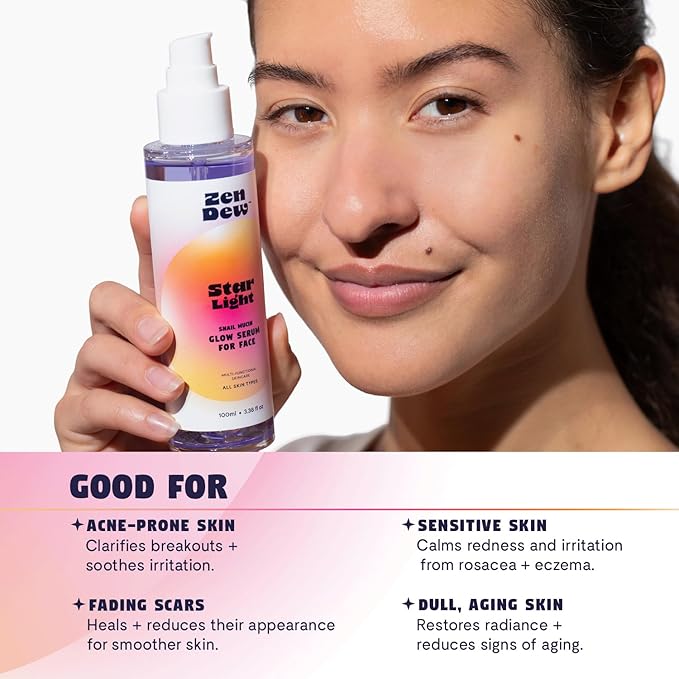 Star Light Snail Mucin Face Serum with Blue Light Skin Protection, 3.38 Oz – Silky Smooth Korean Glow Serum that Restores Moisture and Leaves Skin Brighter, Plumper, Soothed and Smooth