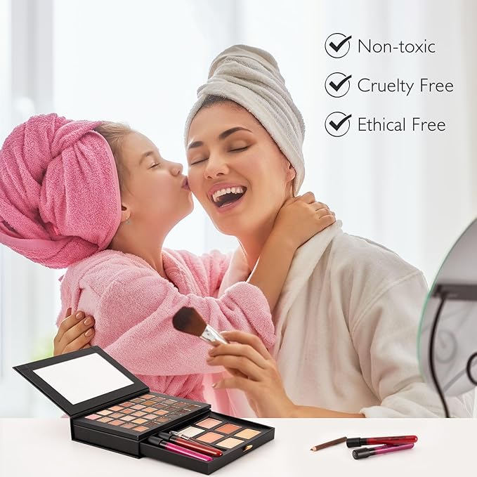 All in One Makeup Kit,Makeup Palette Includes 30 Color Eyeshadow, 2 Color Highlighter,2 Color Pressed Powder,2 Color Blusher,2 Pcs lip gloss,1 Pcs Eyepencil, Mirror,Makeup Gift Set for Women (017N)