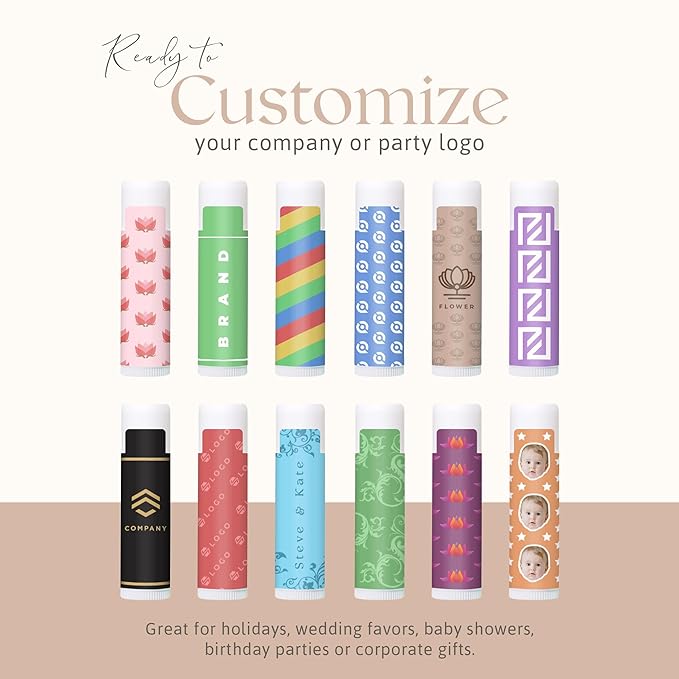 Lip Balm Bulk Unlabeled - Made in USA Bulk Chapstick - Natural Ingredients Vitamin E Shea Butter - Custom Chapstick Bulk For Party & Wedding Favors (200 Count, Peppermint)