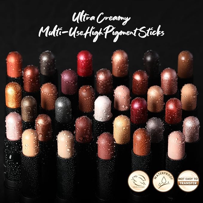 FOCALLURE 3 Pcs Cream Eyeshadow Stick,Shimmer Eyeshadow Pencil Crayon,High Pigmented Crease-proof Eye Shadow Brightener Sets,Long Lasting Eye Shadow Highlighter Stick Makeup,Coral Sea
