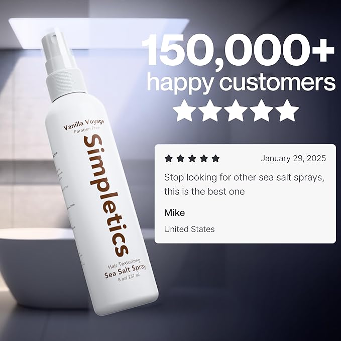 Himalayan Sea Salt Spray for Hair - All Natural, 5 Ingredient Texturizing and Volumizing Product - Tropical Scented - Beach Look To Add Volume & Texture - Unisex - 240ml...