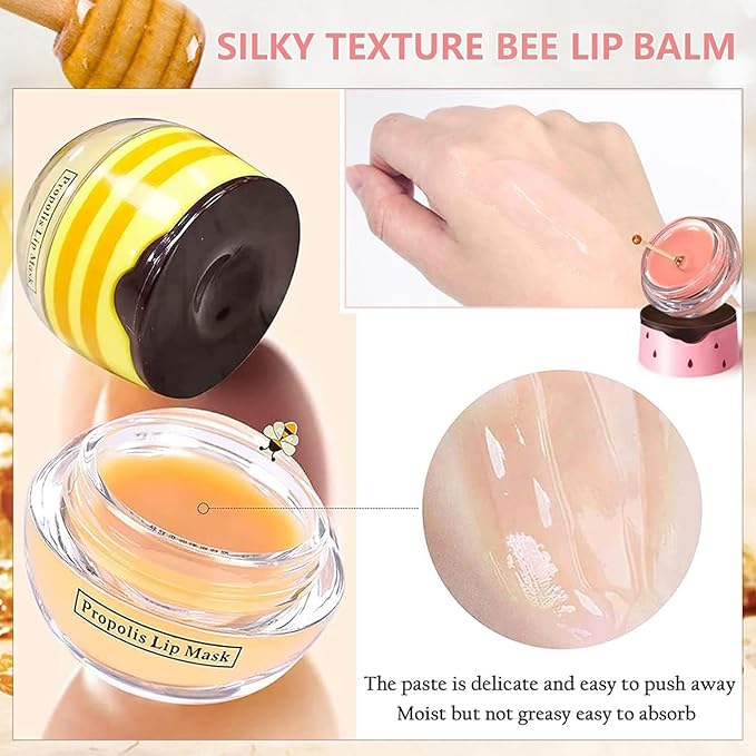 1PCS Lip Balm Honey Pot,Honey/Apple Lime Lip Mask Overnight Moisturizing Lip Balm,Hydrating Prevention Dry & Cracked Lip Exfoliator Lip Wrinkle Care Sleeping Lip Mask (Apple Lime)