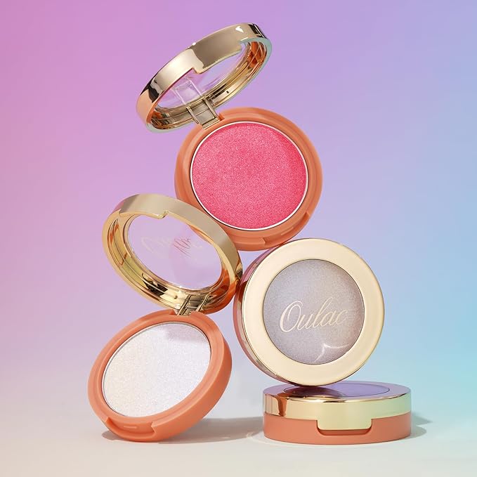 Oulac Luminisers Blush Face & Eyeshadow 2 in 1 Glow,Brighten Skin As Highlighter Makeup, Shimmer Blusher,Buildable and Vegan Cosmetics,4.8g F14 Blue Moon