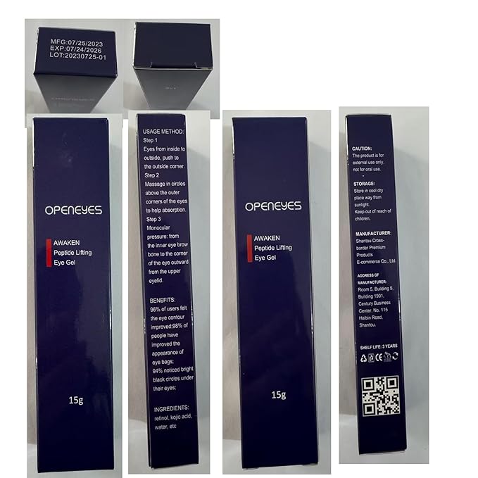 Open eyes awaken peptide lifting eye gel,peptide eye lifting gel,Reduces Dark Circles, Dark circles Hydrating firming Eye cream (7PCS)