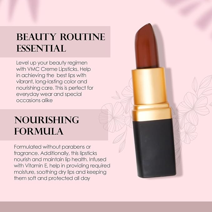 Vera Moore Creme Lipstick, Long Lasting, Lightweight, Moisturizing Opaque Color with Staying Power, Fragrance, and Paraben Free Cosmetics Soft Lipstick (Kiss N Tell)