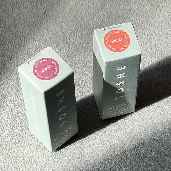 SOSHE Beauty - Peptide Glow Hydrating Lip Treatment | Intense Moisture | Peptides, Vitamin E, Hyaluronic Acid | Cruelty-Free, Certified Plastic Negative (Brûlée - Rose Mauve)