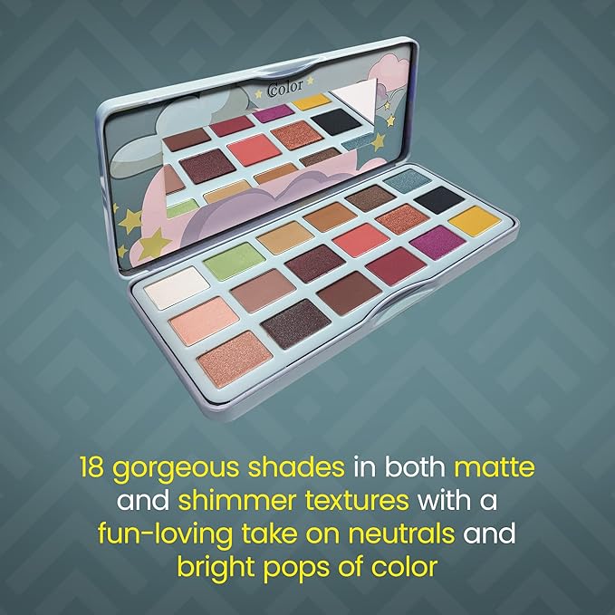 Cosmetics Fairy Tale Eye Shadow Palette Makeup, 18 Ultra-Blendable, Vibrant Matte & Shimmer Eyeshadow - Eyeshadow Palette Set With Mirror - Long Lasting, Travel-Size Makeup Palette
