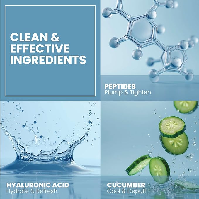 Anti-Aging Eye Gel - Luxurious Hydrating Under Eye Cream For Dark Circles and Puffiness, Bags, Crows Feet, Wrinkles - With Hyaluronic Acid & Skin-Firming Peptides Serum 2 oz (2 Pack)