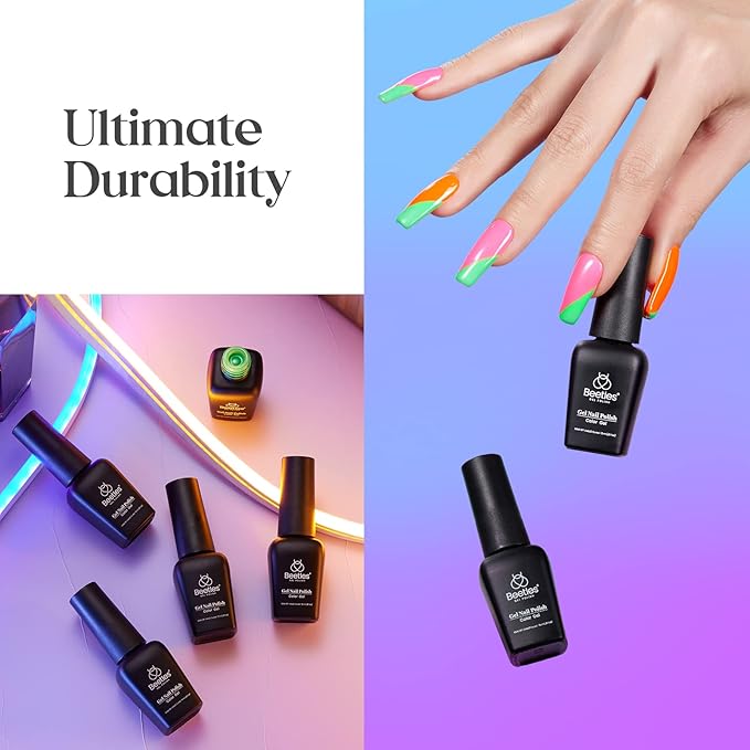 Beetles Halloween Gel Nail Polish Set - Dopamine Pleasure 6 Colors Gel Polish, Neon Orange Hot Pink Blue Yellow Green Purple Soak Off Uv Led Nail Art Manicure Gift for Women