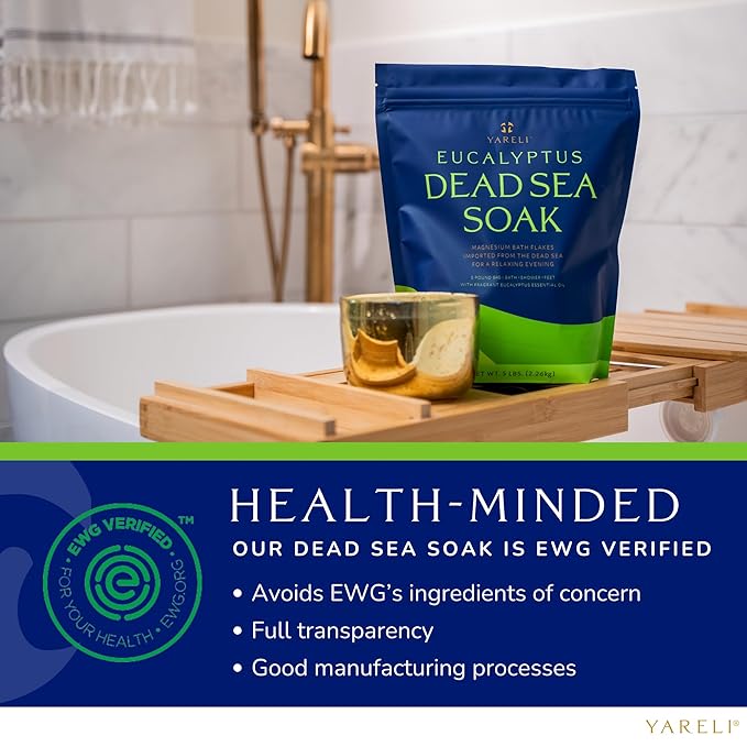 Magnesium Flakes, 5lb Eucalyptus, Dead Sea Bath and Foot Soak, Alternative to Epsom Salt with Over 250,000mg of Magnesium Chloride Per Bag