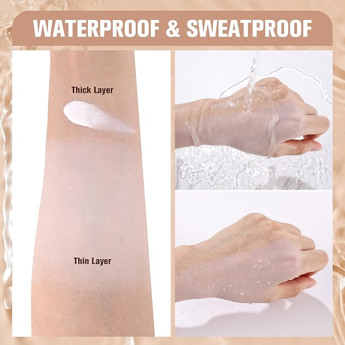 UCANBE White Liquid Foundation with Brush, Skincare Serum Foundation Face Makeup with Hyaluronic Acid, Medium to Medium to Full Coverage Waterproof Oil Control Longwear, for Mature Skin, 1 fl. oz.