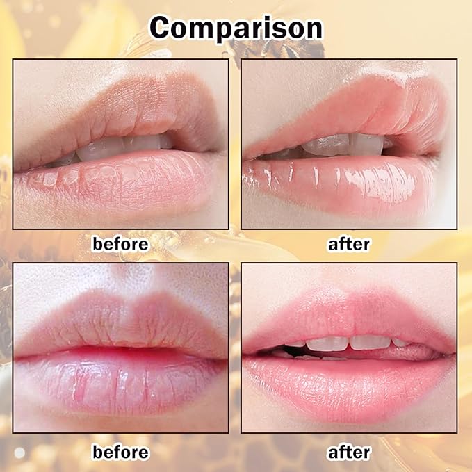 2PCS Bee Lip Balm Honey Pot,Hydrating Lip Moisturizer Cute Honey Pot Lip Balm Lip Scrubs Exfoliator with Wand,Moisturizing Exfoliating Overnight Propolis Lip Sleeping Mask for Men & Women