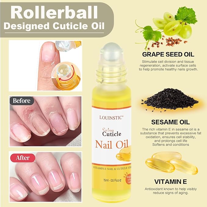 2PCs Gel Nail Polish Remover - 30ML,Fast & Easy, with Roller Cuticle Oil, No Need to Wrap and Soak, Remove Gel Polish in 2-5 Minutes at Home, No Damage to Nails, with Cuticle Pusher Tool,Nail File