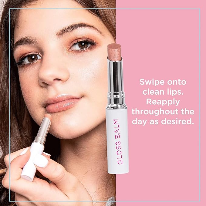 Petite ’n Pretty GLOW Makeup Set for Kids, Tweens and Teens - Includes Cheek & Highlighter Duo, Gloss Lip Balm, and Fully Feathered Volumizing Mascara - Clean Makeup, Made in the USA