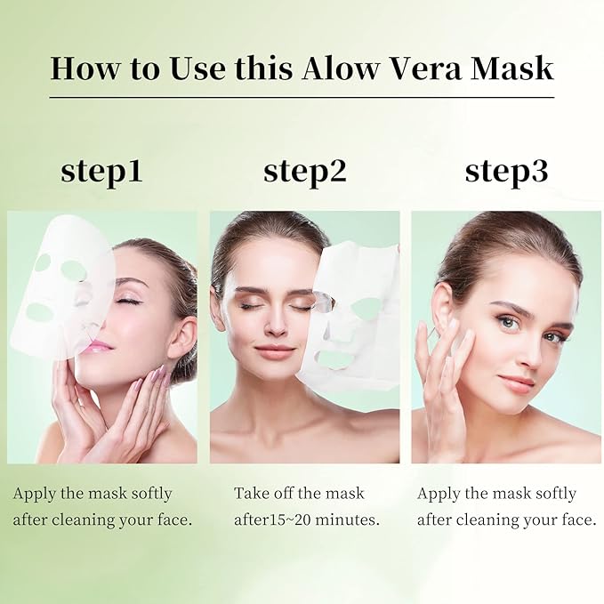 Face Masks Skincare Sheet Mask Aloe Vera Sheets Mask, Hydrating Face Masks Soothing Facial Mask for All SkinTypes Sun Care, Facial Masks for Women Skin Care Sheet Masks for Face Pack of 10