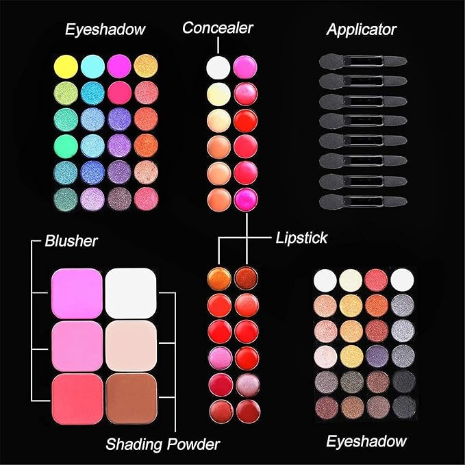 BONNIE CHOICE All in One Makeup Kit for Women Full Kit, Valentines Day Gifts Makeup Set, Include 48 Eyeshadow, 18 Lip Gloss, 3 Blusher, 6 Concealer, 3 Contour Powder, 4 Brushes, 1 Mirror
