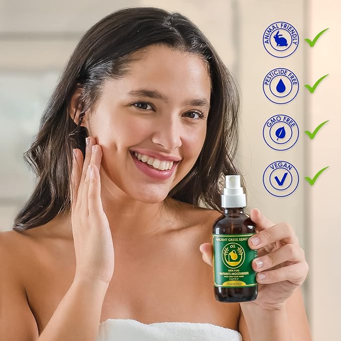 Ancient Greek Remedy - Hydrating Face Oil for Women - Anti-Aging Serum with Organic Jojoba, Rosehip, Sweet Almond, Olive, and Vitamin E - Fast Absorbing Body Oil for Dry Skin - Fragrance Free, 4 fl oz