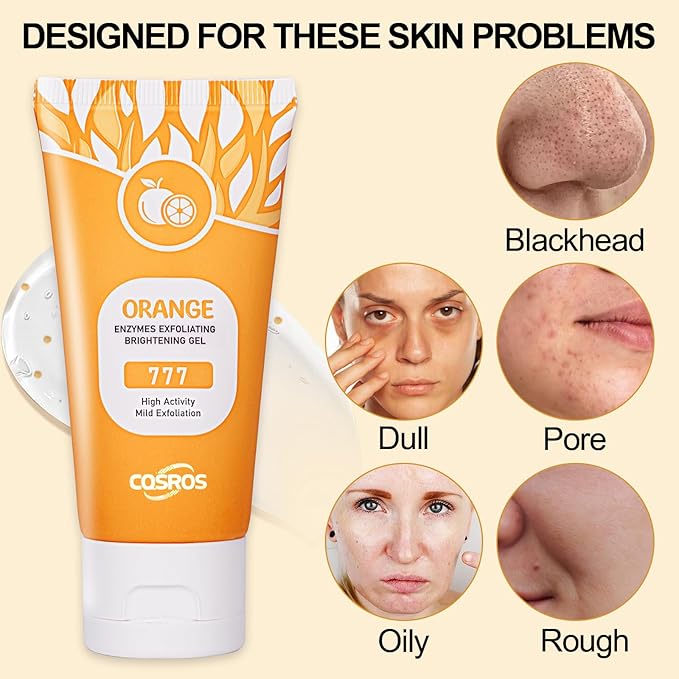 BROUYOUE Orange Exfoliating Gel Scrub for Face and Body Skin, Deep Cleansing Moisturizing Skin Orange Peeling Gel, Natural Orange Exfoliating Gel for All Types Skin (1pc)