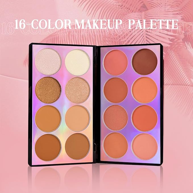 Coosa Blush Palette, Highlighter Contour Makeup Palette, Blush for Cheeks, All-In-One Bronzer Bright Shimmer Cosmetics Sets for Eyes, Lips & Cheeks