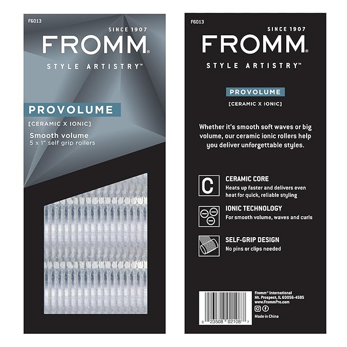 Fromm ProVolume 1" Self-Grip Ceramic Ionic Thermal Hair Rollers, 5 Count Salon Quality Hair Curlers for Short, Medium and Long Hair