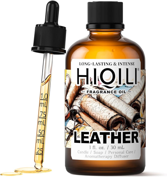 HIQILI Leather Fragrance Oil, Men's Scent, for Car Air Freshener Use, Soap, Candle, and Long-Lasting Perfume Making - 1 Fl Oz