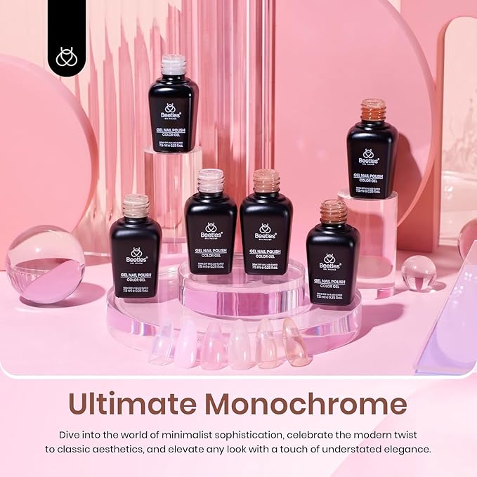 Beetles Jelly Gel Nail Polish Set, 6 Colors Milky White Nude Pink Sheer Brown Gel Polish Kit Nail Concealer Translucent Effect Soak Off Uv French Nail Art Gift for Women Ultimate Monochrome Collection