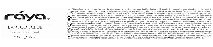 RAYA Bamboo Facial Scrub (R-125) | Herbal Exfoliating and Refining Treatment for Dry Skin | Helps Reduce Fine Lines and Wrinkles | Made with Bamboo and Jojoba Beads