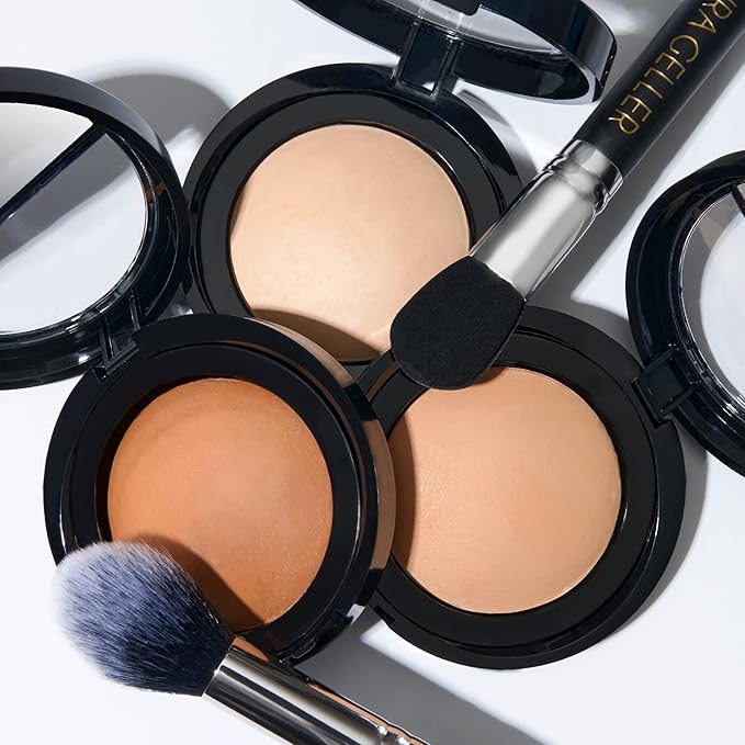 LAURA GELLER NEW YORK Baked Blurring + Setting Powder, Translucent Makeup Setting Powder For Soft-Focus Finish Minimize Fine Lines and Pores, Tan/Deep