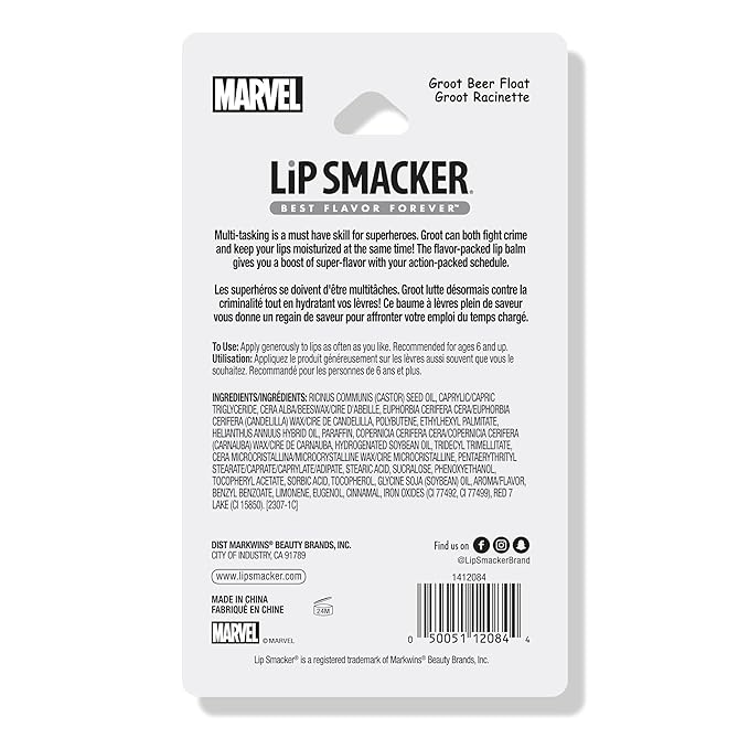 Lip Smacker Marvel Guardians of the Galaxy Lippy Pals, Clear & Glossy, Fun & Giftable, Cruelty Free – Groot Beer (Keychain)