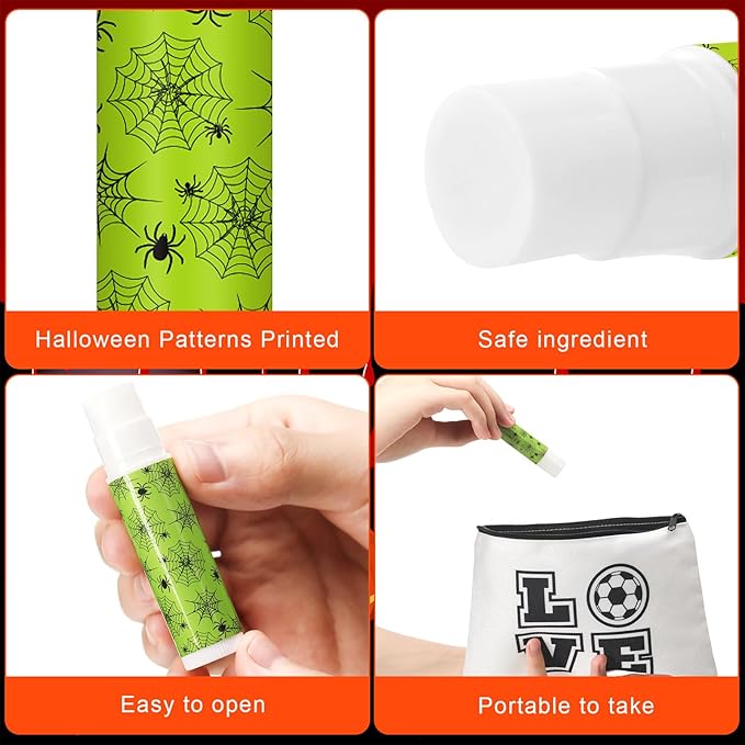 40 Pcs Halloween Lip Balm Ghost Spiderweb Skull Bat Lip Moisturizers for Halloween, 4 Styles