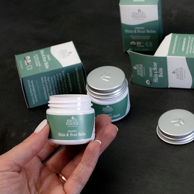 Earth Mama Organic Skin & Scar Balm |C-Section Recovery Skin Care, Pregnancy Stretch Mark Scar Cream with Organic Jojoba Oil, Tamanu Oil & Gotu Kola (2-Pack)