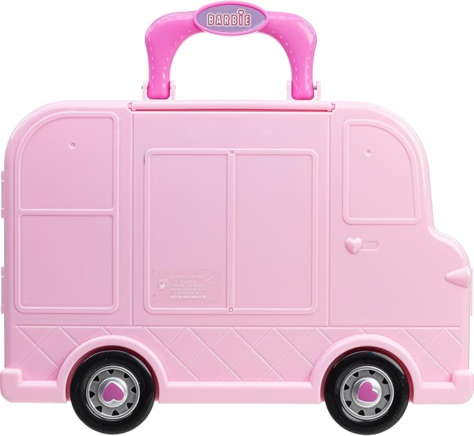 Barbie Car Makeup Kit for Girls, Real Washable Toy Makeup Set, Barbie Gift, Play Makeup and Pretend Play Toys Ages 6 7 8 9 10 11 12