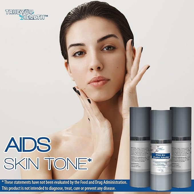 Pro 2x Aura Azure Serum - Anti Aging Serum - 2 Month Supply - Skin Firming Complex to Reduce Wrinkles Appearance - Exfoliate - Nourish - Improve Hyperpigmentation & Dark Circles - Aid Cell Renewal